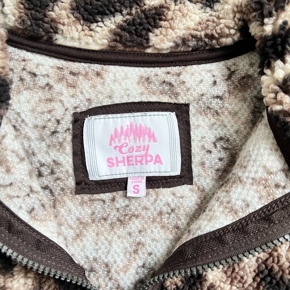 Cozy Sherpa Leopard Print Fleece Pullover size S - Picture 2 of 5